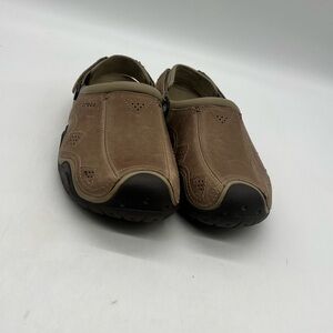 Crocs Swiftwater Men's Size 12 Brown Leather Slingback Slip-On Clog Shoes